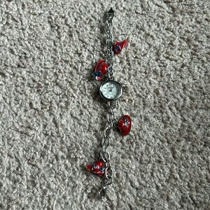 Lexington women’s vintage silver/red hat charm bracelet watch measurements shown